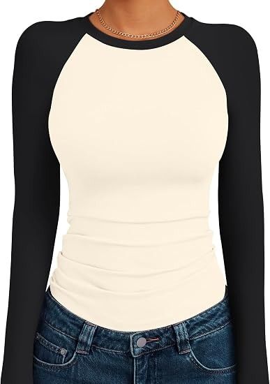 Black And White Long Sleeve Raglan Top image 1